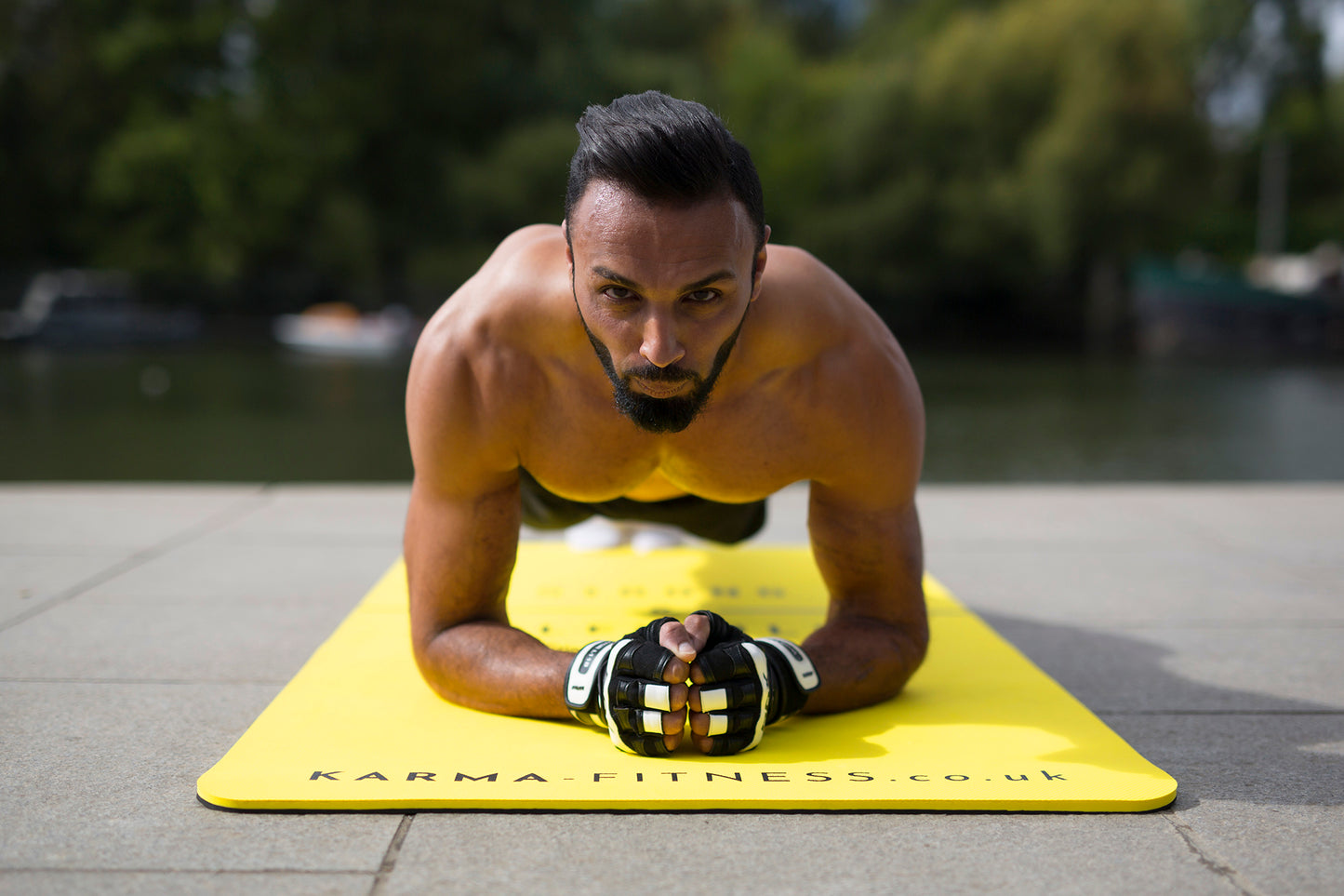 Plank on wide exercise mat