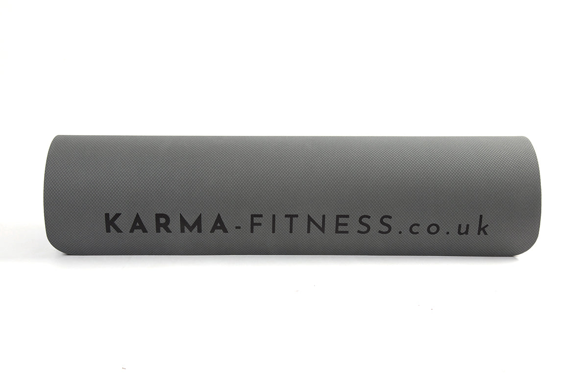 Wide dark grey exercise mat