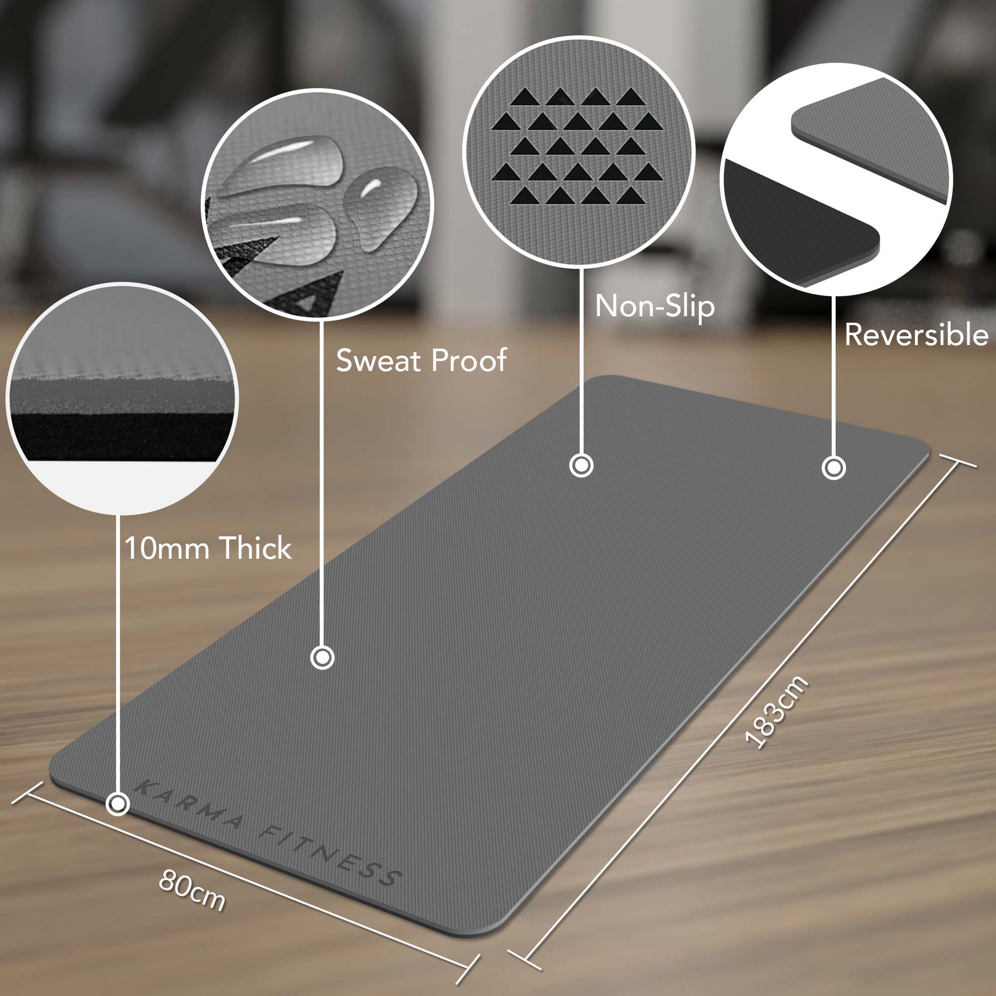 Large Exercise Mat - Extra Wide & Thick Yoga Mat - Karma - Fitness.co.uk