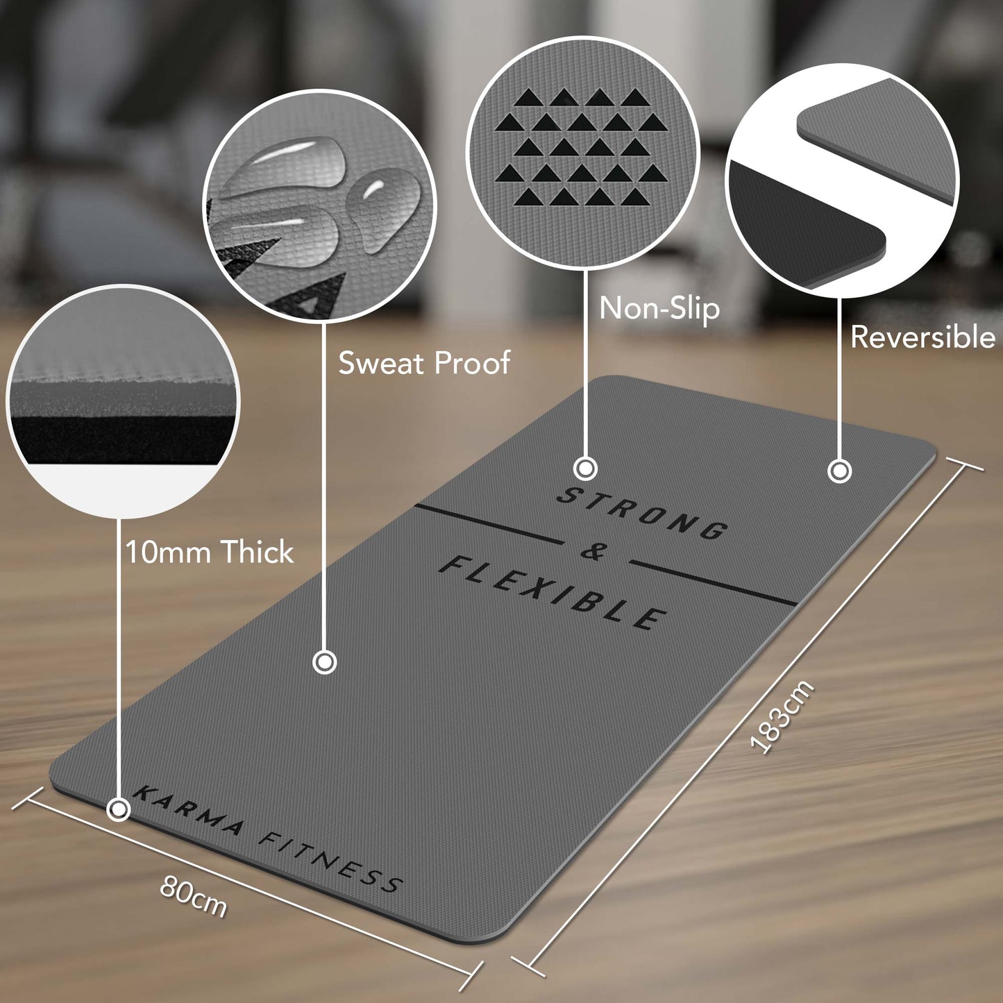 Large Exercise Mat - Extra Wide & Thick Yoga Mat - Karma - Fitness.co.uk