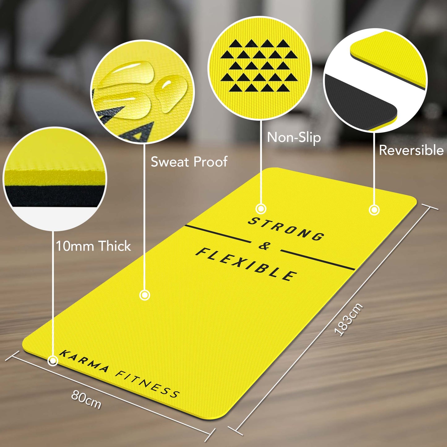 Large Exercise Mat - Extra Wide & Thick Yoga Mat - Karma - Fitness.co.uk