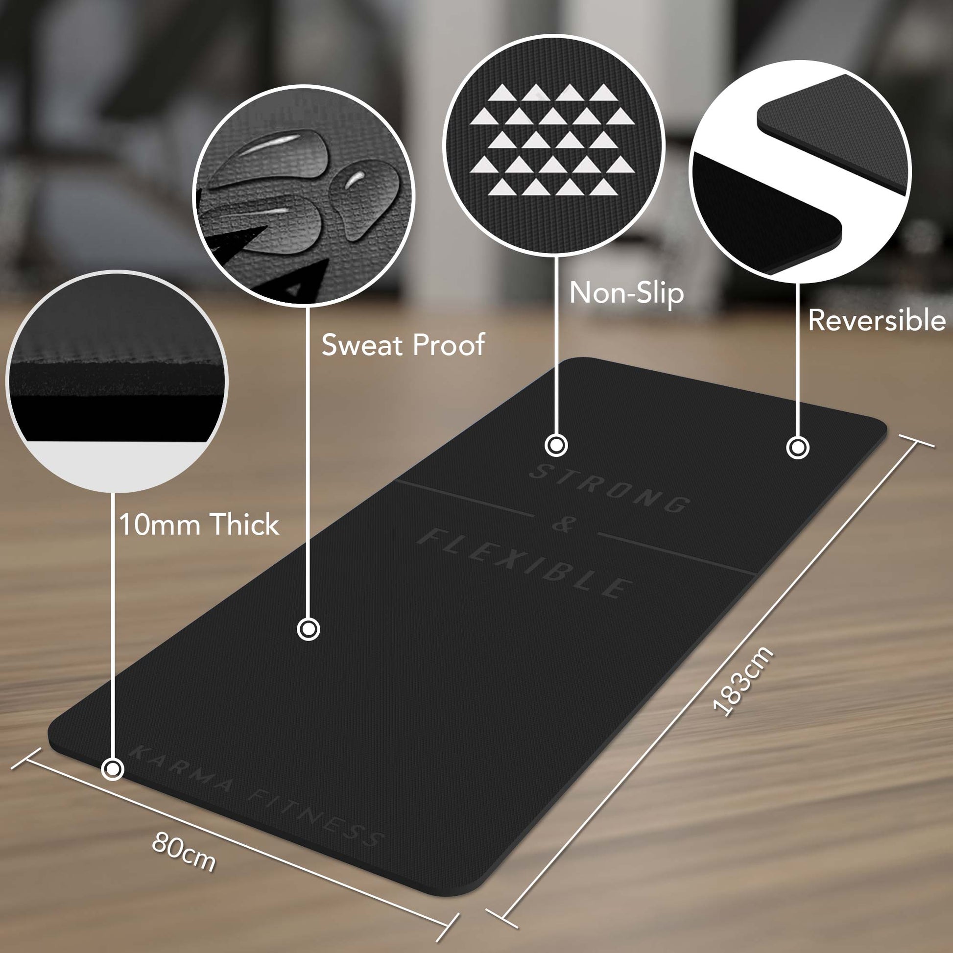 Large Exercise Mat - Extra Wide & Thick Yoga Mat - Karma - Fitness.co.uk